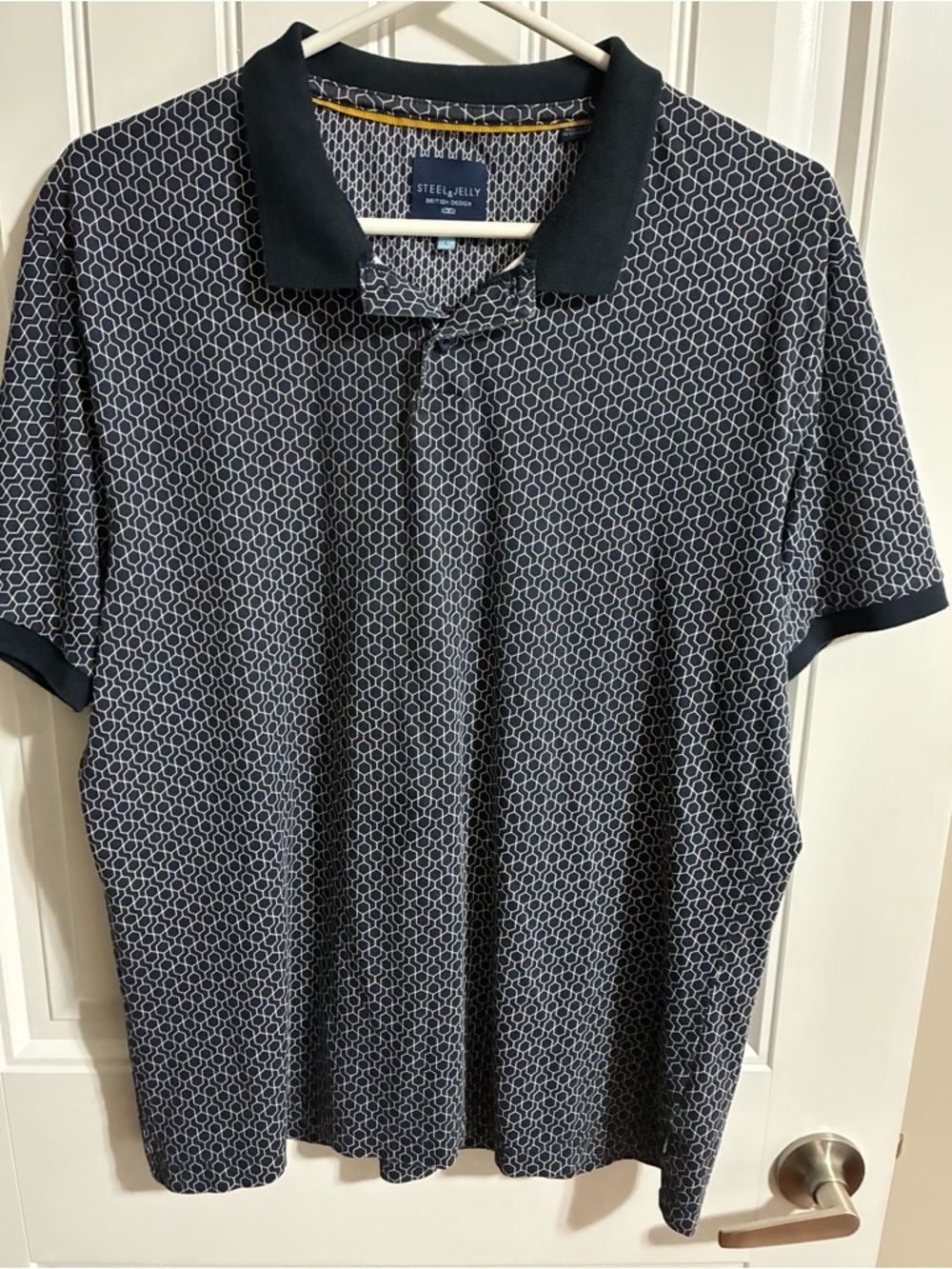 Steer & Jelly Navy Geometric-Pattern Polo 100% Cotton